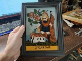 Icoana pe sticla vintage pe sticla Sfantul Florian