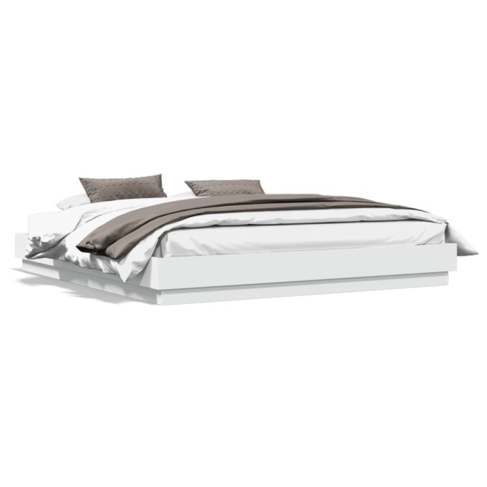 Gossi cadru de pat cu lumini led, alb, 180x200 cm