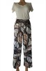 Pantaloni lungi, din bumbac, multicolori, in nuante de bleumarin-alb-maro, cu talie elastica, Multicolor, L, S, XL