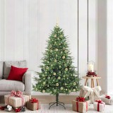 vidaXL Brad de Crăciun artificial pre-luminat cu set de bile Verde 3395352
