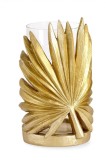 Cumpara ieftin Set 2 suporturi lumanari sticla polirasina aurie Palm 15x15.5x24.5 cm