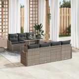 VidaXL Set de canapele pentru grădină cu pernă 8 pcs Gri Rattan poli