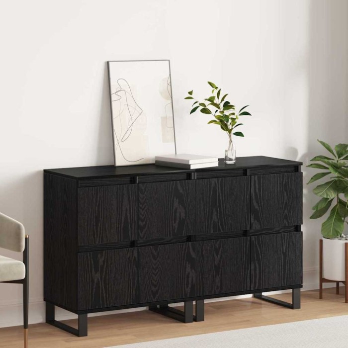 Bufeturi 2 pcs Stejar negru 120 x 35 x 70 cm Lemn compozit