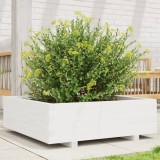 vidaXL Jardinieră de grădină, alb, 80x80x26,5 cm, lemn masiv de pin