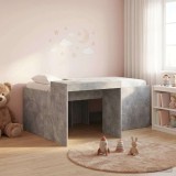 Cumpara ieftin Cadru de Pat Inalt pentru Copii cu Birou Gri Beton 80 x 160 cm