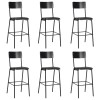 Scaune de bar, 6 buc., negru, placaj solid, otel
