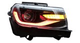 Set faruri Chevrolet Camaro, 2015, montare fata, stanga+dreapta, indicator dinamic; cu LED RGB DRL, lumini de zi; D2H+LED; manual; fara becuri;