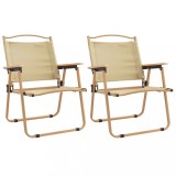 Cumpara ieftin Scaune de camping, 2 buc., bej, 54x55x78 cm, tesatura Oxford