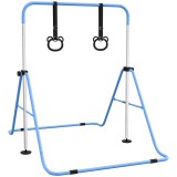 HOMCOM Bară de Gimnastică Ajustabilă, Pliabilă, pentru Copii 3+ Ani, cu Covorașe Antiderapante, Roz | Aosom Romania