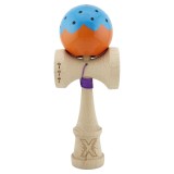 Jucarie de indemanare din lemn, Kendama X, Flippy, Big Cups V2, Super Sticky, 18 cm, Albastru, Portocaliu