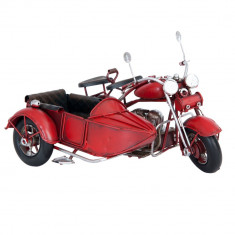 Macheta motocicleta cu atas retro metal rosie 18 cm x 14 x cm 11 cm foto
