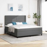 Cumpara ieftin Pat cu arcuri cu saltea Gri &icirc;nchis 180 x 200 cm țesătură