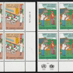 Natiunile Unite Vienna 1987-Vaccinarea copiilor,bloc 4,dantelate,MNH,Mi.77-78