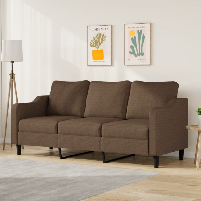 Gossi canapea cu 3 locuri, maro, 180 cm, material textil