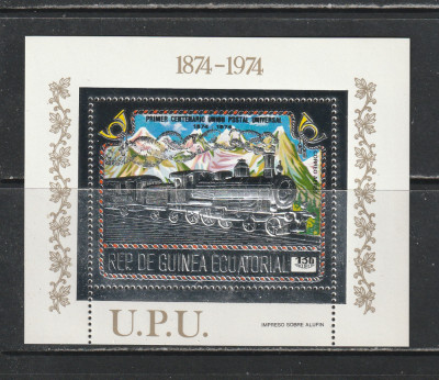 Guinea Ecuatoriala 1974 - 100 de Ani de UPU FOLIE ARGINT 1v MNH foto