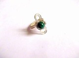 Inel Unicat Malachit Argintat, Handmade, Verde, Dama - Bijuterie Cadou Femei, Diametru 17mm
