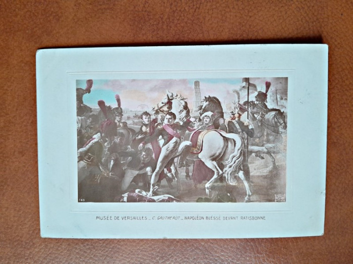 Napoleon Bonaparte ranit, reproducere tip carte postala, dupa un tablou de la Vesailles
