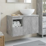 Cumpara ieftin Set dulap baie 2 buc. Gri Beton 79,5 x 44,5 x 80 cm