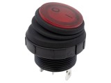 &Icirc;ntrerupător Rocker SPST 16A/250VAC, iluminat roșu - E-SWITCH
