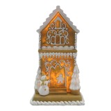 Cumpara ieftin Casuta Turta Dulce polirasina maro alba cu led 8x8x15 cm