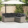Canapea Gradina Coltar Gossi Polirattan Gri, Perne Antracit, Cadru Otel, Rezistenta UV, 184x184x80 cm