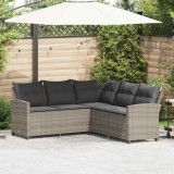 Canapea Gradina Coltar Gossi Polirattan Gri, Perne Antracit, Cadru Otel, Rezistenta UV, 184x184x80 cm