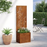 vidaXL Ghiveci de Grădină cu Panou Decorativ Ruginit 50 x 140 cm