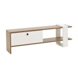 Cumpara ieftin Comoda TV - Consola Salon culoarea alb - culoarea nuc 120x25x37cm