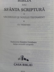Biblia sau Sfanta scriptura traducerea Cornilescu 2016 noua foto