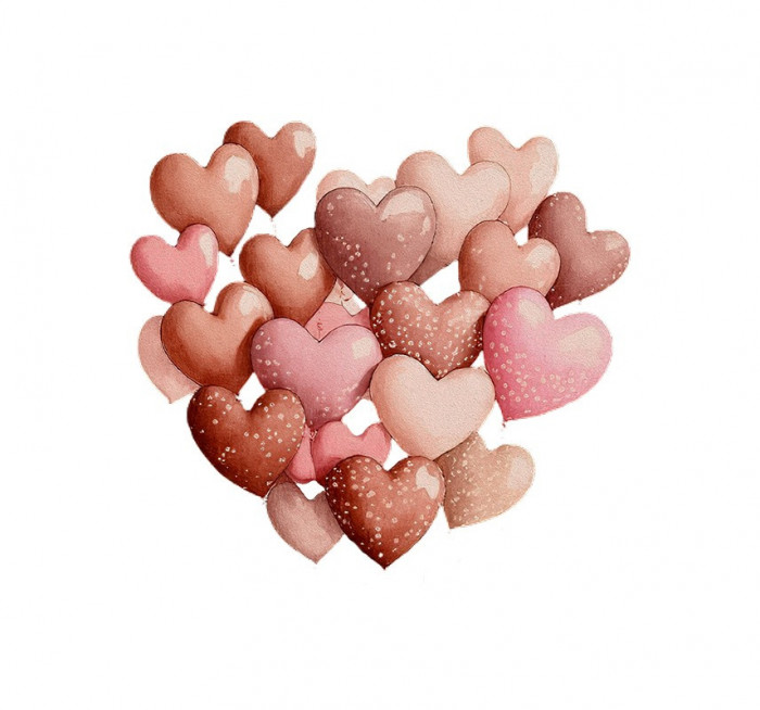 Sticker decorativ Baloane in forma de inima, Multicolor, 51 cm, 3892ST
