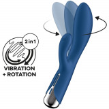 Vibrator Iepuras Spinning Rabbit 1, 12 Moduri Vibratii, 5 Moduri Rotatii, Silicon, USB, Albastru, 20 cm, Satisfyer