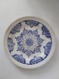 Farfurie decorativă vintage &bdquo;Fine Ware&rdquo; &ndash; 24 cm, model floral albastru, Made in England