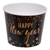 Cutie Snack, Model Stele &quot;Happy New Year&quot;, Capacitate 1.8L, Culoare Negru, Material H&acirc;rtie, Diametru 16.5cm, &Icirc;nălțime 13.5cm, Oem