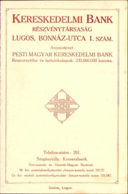 HST A38 Reclamă Banca Comercială Lugoj ante 1918 foto