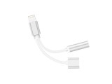 Cumpara ieftin Adaptor 2 in 1 pentru iPhone, casti si incarcator, Lightning jack 3.5 mm, argintiu