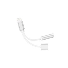 Adaptor 2 in 1 pentru iPhone, casti si incarcator, Lightning jack 3.5 mm, argintiu