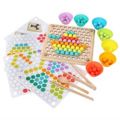 Puzzle mozaic cu bile, jucărie din lemn Montessori