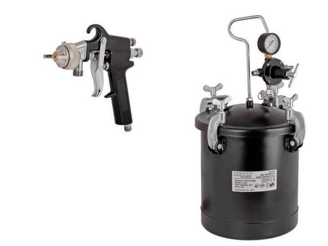 Pistol de vopsit pneumatic cu rezervor sub presiune 10 L Raider Power Tools