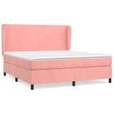 Cumpara ieftin Pat box spring cu saltea, roz, 160x200 cm, catifea