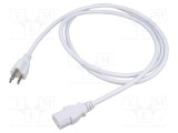 Cablu 3x0,75mm&sup2; IEC C13 mamă - NEMA 5-15 (B) mufă PVC 1,8m alb LIAN DUNG