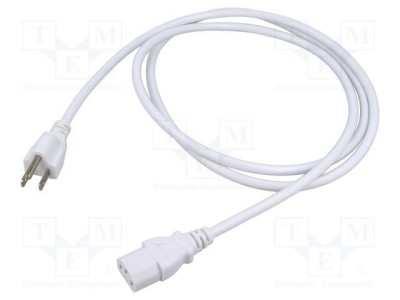 Cablu 3x0,75mm&amp;sup2; IEC C13 mamă - NEMA 5-15 (B) mufă PVC 1,8m alb LIAN DUNG foto