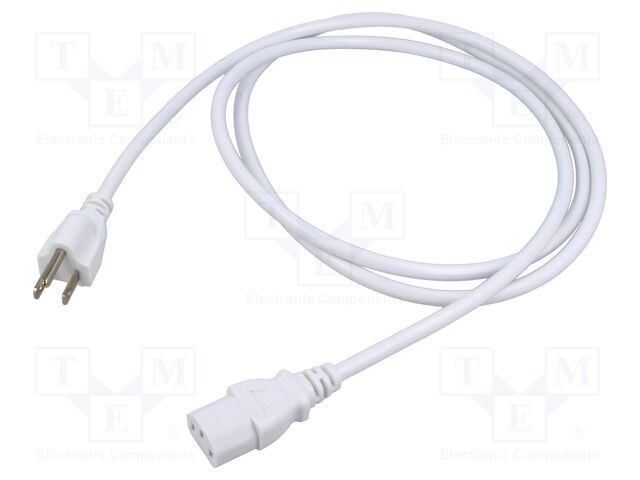 Cablu 3x0,75mm&sup2; IEC C13 mamă - NEMA 5-15 (B) mufă PVC 1,8m alb LIAN DUNG