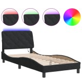 Cumpara ieftin Cadru de pat cu LED fara saltea, negru, 80x200 cm, catifea