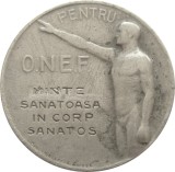 q595 INSIGNA ONEF PENTRU MINTE SANATOASA IN CORP SANATOS metal alb fara ac