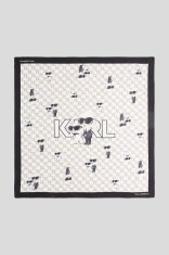 Karl Lagerfeld eșarfă de mătase IKON culoarea alb, cu imprimeu, A3W33066