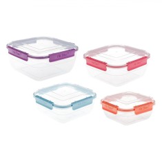 Set Caserole Alimente, KlicBox, 4 Bucăți, Multicolor, Capacitate 400/800/1450/2350 ml
