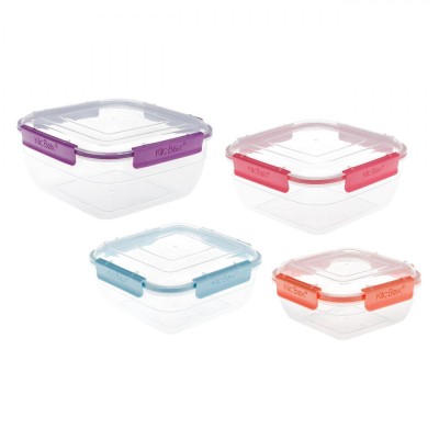 Set Caserole Alimente, KlicBox, 4 Bucăți, Multicolor, Capacitate 400/800/1450/2350 ml foto