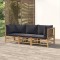 vidaXL Set mobilier de grădină, perne gri &icirc;nchis, 3 piese, bambus 3155215