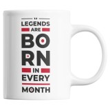 Cana alba personalizata &quot;Legendele se nasc in fiecare luna!&quot;, INOVATIX&reg;. 330ml