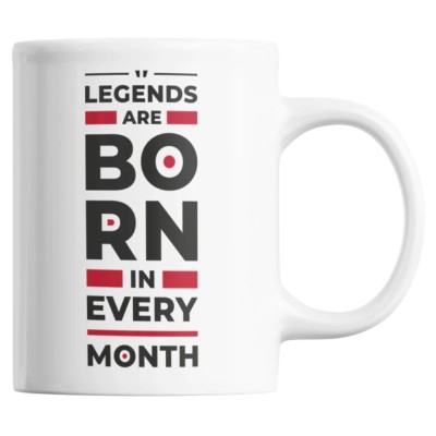 Cana alba personalizata &amp;quot;Legendele se nasc in fiecare luna!&amp;quot;, INOVATIX&amp;reg;. 330ml foto